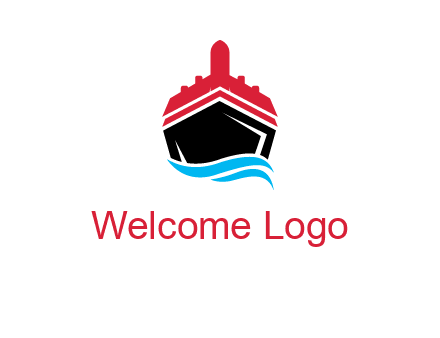 ship incorporated with airplane with waves logo