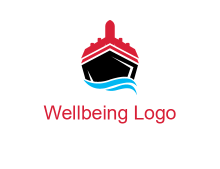 ship incorporated with airplane with waves logo
