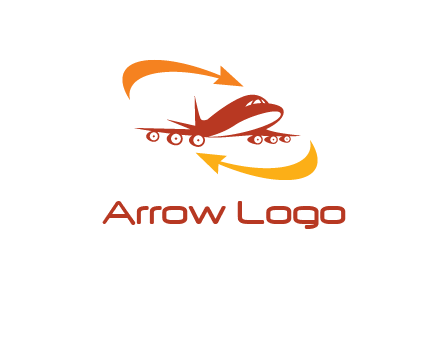 arrow swooshes around airplane logo