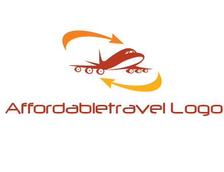 arrow swooshes around airplane logo