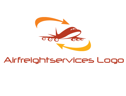 arrow swooshes around airplane logo