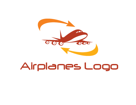 arrow swooshes around airplane logo