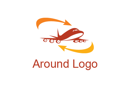 arrow swooshes around airplane logo