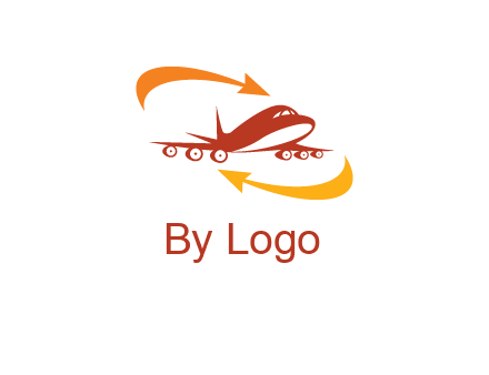 arrow swooshes around airplane logo