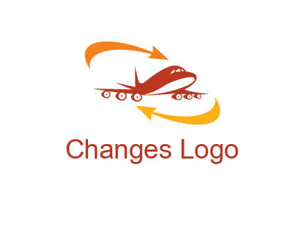 arrow swooshes around airplane logo