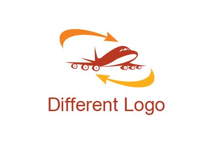 arrow swooshes around airplane logo
