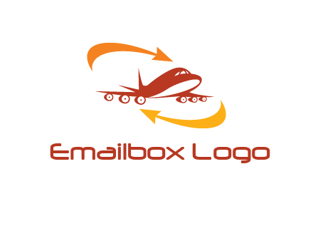 arrow swooshes around airplane logo