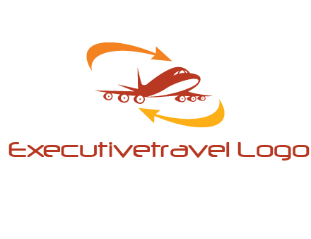 arrow swooshes around airplane logo