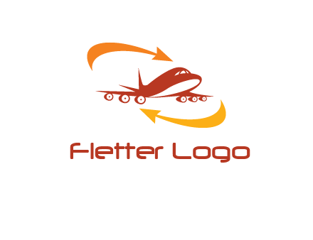 arrow swooshes around airplane logo