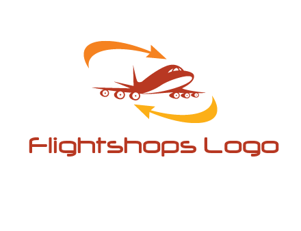 arrow swooshes around airplane logo