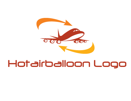 arrow swooshes around airplane logo