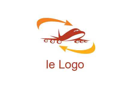 arrow swooshes around airplane logo