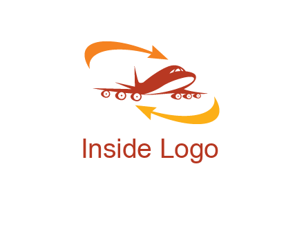 arrow swooshes around airplane logo