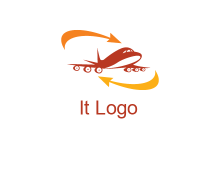 arrow swooshes around airplane logo
