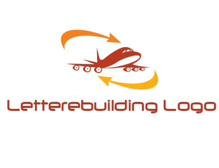 arrow swooshes around airplane logo