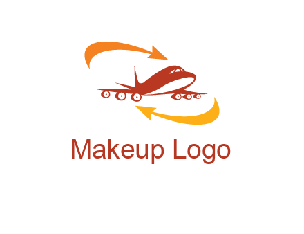 arrow swooshes around airplane logo