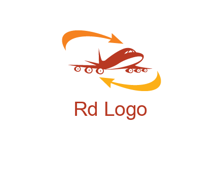arrow swooshes around airplane logo