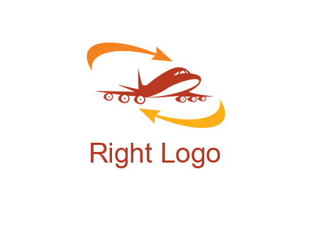arrow swooshes around airplane logo