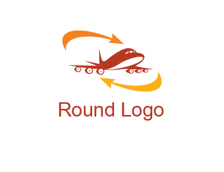 arrow swooshes around airplane logo