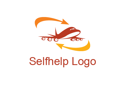 arrow swooshes around airplane logo