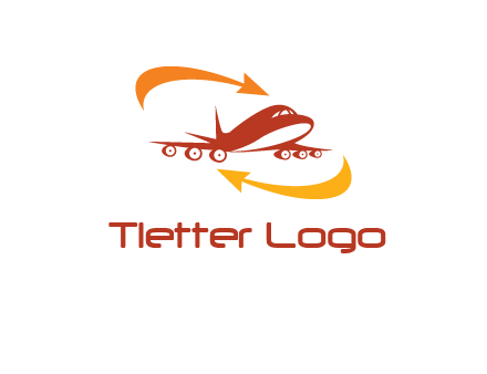 arrow swooshes around airplane logo