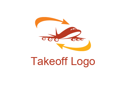 arrow swooshes around airplane logo