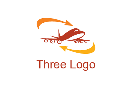 arrow swooshes around airplane logo