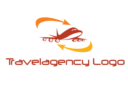 arrow swooshes around airplane logo