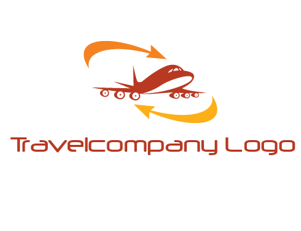 arrow swooshes around airplane logo