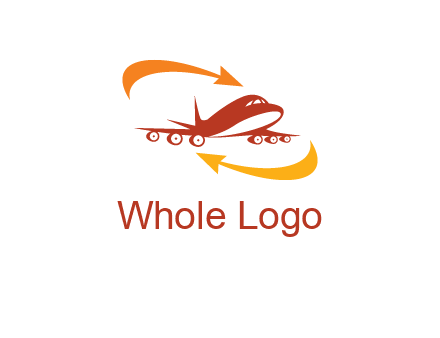 arrow swooshes around airplane logo