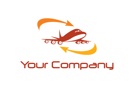 arrow swooshes around airplane logo