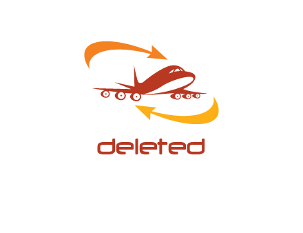 arrow swooshes around airplane logo