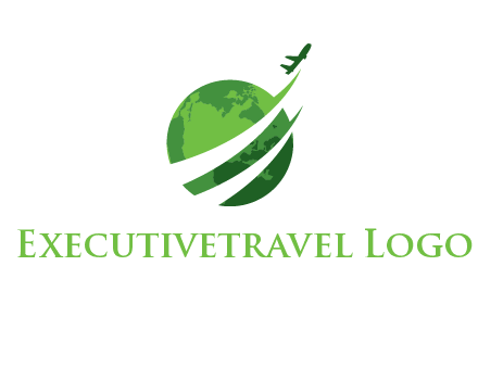 airplane going up making swoosh inside globe logo
