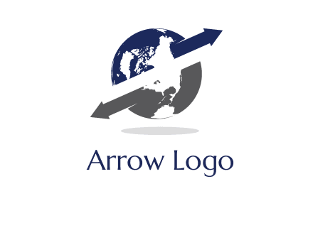 arrow coming out from the globe moving both direction logo