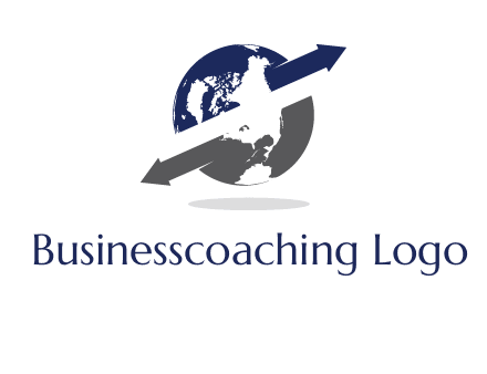 arrow coming out from the globe moving both direction logo