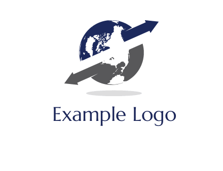 arrow coming out from the globe moving both direction logo