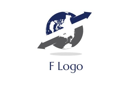 arrow coming out from the globe moving both direction logo