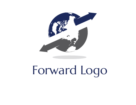 arrow coming out from the globe moving both direction logo
