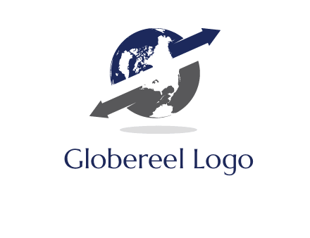 arrow coming out from the globe moving both direction logo