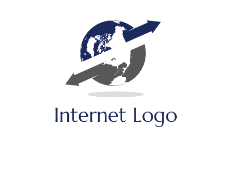 arrow coming out from the globe moving both direction logo
