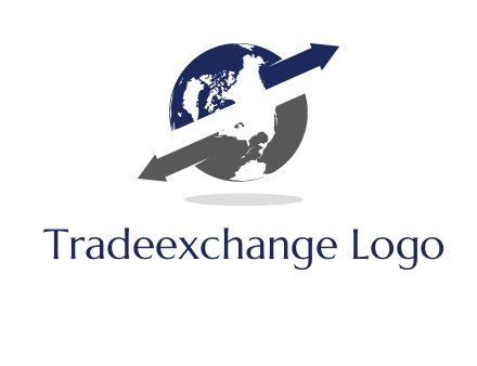 arrow coming out from the globe moving both direction logo
