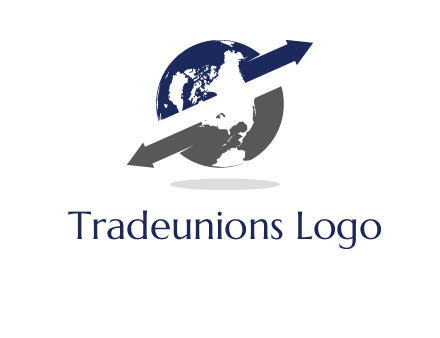 arrow coming out from the globe moving both direction logo