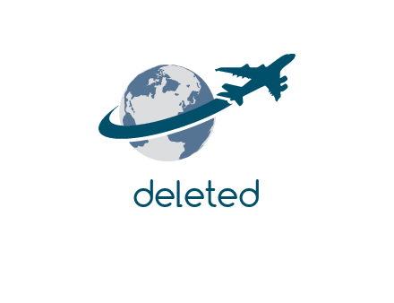 airplane going up making swoosh around globe logo