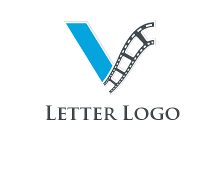 Letter V with film wheel logo
