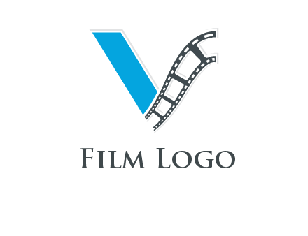 Letter V with film wheel logo