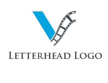 Letter V with film wheel logo