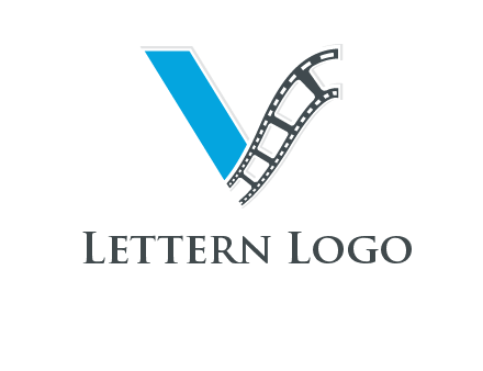 Letter V with film wheel logo