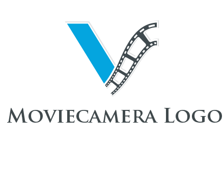 Letter V with film wheel logo