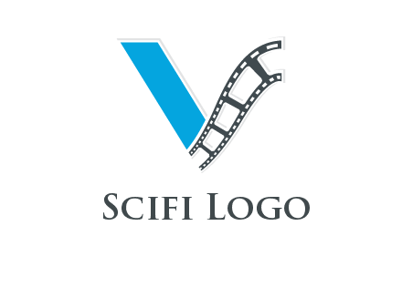 Letter V with film wheel logo