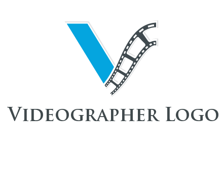 Letter V with film wheel logo
